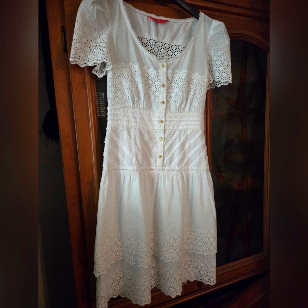 Ivanka Trump Elegant White Eyelet Dress, Size 2